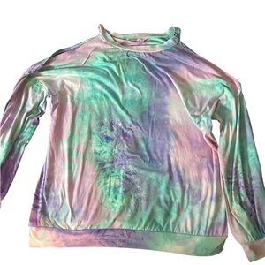Cold shoulder Tie-Dye Long Sleeve Shirt